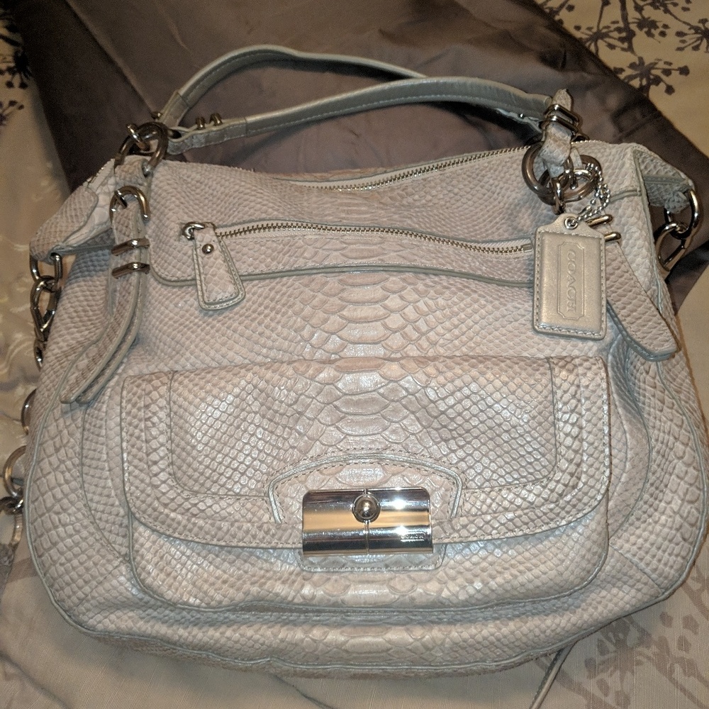 Large snake embossed Coach bag